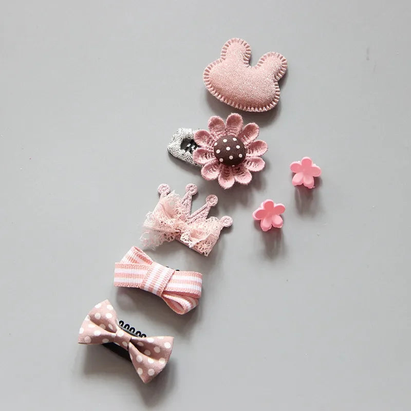 Juego de pinzas para el pelo con dibujos animados para niña, accesorios para la cabeza, pinzas cruzadas para el pelo, pasadores, 7 piezas 