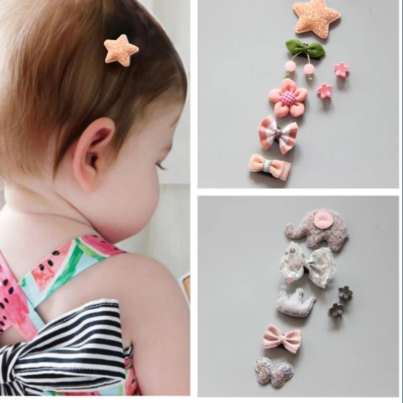 Juego de pinzas para el pelo con dibujos animados para niña, accesorios para la cabeza, pinzas cruzadas para el pelo, pasadores, 7 piezas 