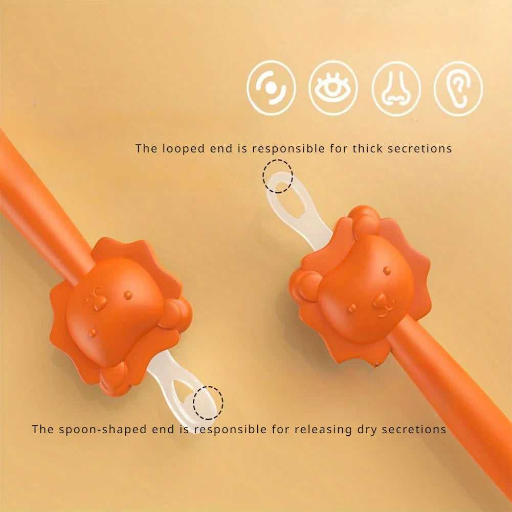 Cartoon Lion Baby Nose Cleaning Rod, Baby Ear Cleaning Tool, Nose Spoon, Earpick Nasal Cleaning, 2pcs 