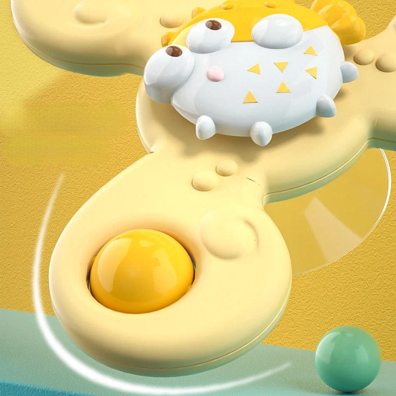 Cartoon Rattles Fidget Educational Toys for Kids, Baby Bath Toys, Funny Bathing Sucker Spinner, Suction Cup, Gift for Boys, 3pcs per Set 