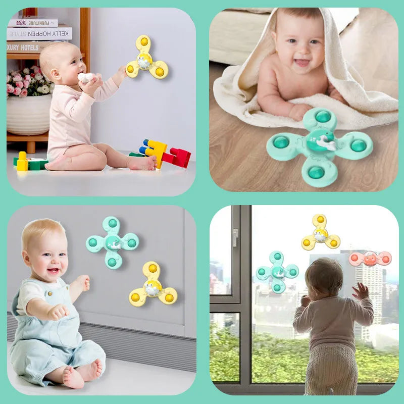 Sonajeros de dibujos animados, juguetes educativos para niños, juguetes de baño para bebés, divertidos juguetes de baño con ventosa, regalo para niños, 3 piezas por juego 