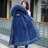 2023 New Winter Women's Long Padded Wool Coat Fur Collar Snow Warm Clothes Thicken Warm Coat Female Outwear 6XL 