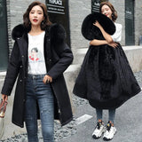 2023 New Winter Women's Long Padded Wool Coat Fur Collar Snow Warm Clothes Thicken Warm Coat Female Outwear 6XL 