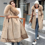 2023 New Winter Women's Long Padded Wool Coat Fur Collar Snow Warm Clothes Thicken Warm Coat Female Outwear 6XL 