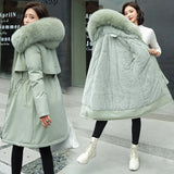 2023 New Winter Women's Long Padded Wool Coat Fur Collar Snow Warm Clothes Thicken Warm Coat Female Outwear 6XL 