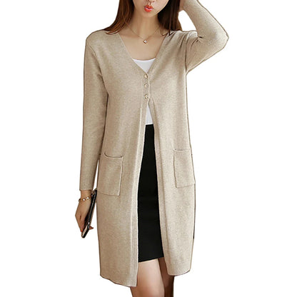 Women's Long Sleeve Knitted Cardigan, Women's Sweater, Casual Tops, Loose Sweaters, Monochrome, Korean Tide, Spring, Autumn, New 