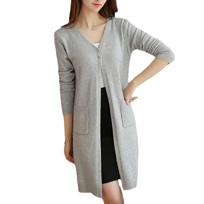 Women's Long Sleeve Knitted Cardigan, Women's Sweater, Casual Tops, Loose Sweaters, Monochrome, Korean Tide, Spring, Autumn, New 