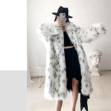 Abrigo de piel sintética con estampado de lunares para mujer, chaqueta de manga larga, informal, para invierno, abrigo largo que mantiene el calor. 