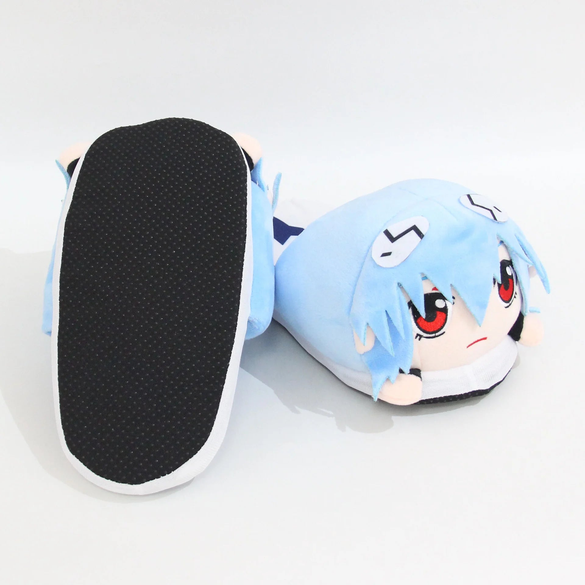 Zapatillas de casa de pareja de dibujos animados, zapatillas de felpa de soldado evangélico del nuevo siglo, zapatillas de algodón de otoño e invierno de animación de Rei Ayanami 