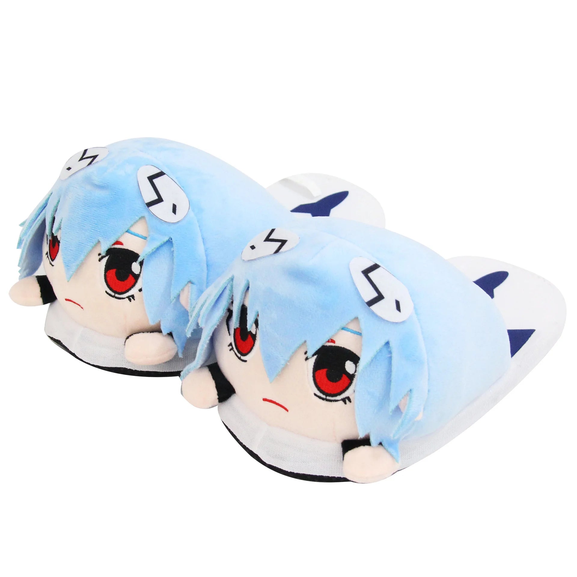 Zapatillas de casa de pareja de dibujos animados, zapatillas de felpa de soldado evangélico del nuevo siglo, zapatillas de algodón de otoño e invierno de animación de Rei Ayanami 