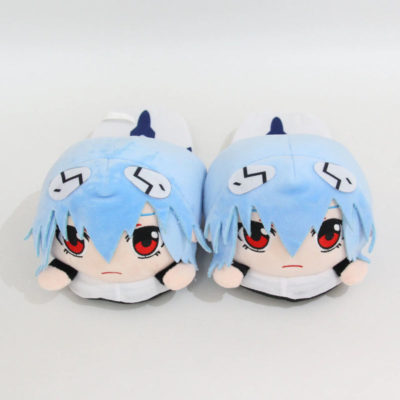 Cartoon Couple Home Slippers New Century Evangelical Soldier Plush Slippers Rei Ayanami Animation Autumn Winter Cotton Slipper 