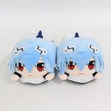 Zapatillas de casa de pareja de dibujos animados, zapatillas de felpa de soldado evangélico del nuevo siglo, zapatillas de algodón de otoño e invierno de animación de Rei Ayanami 