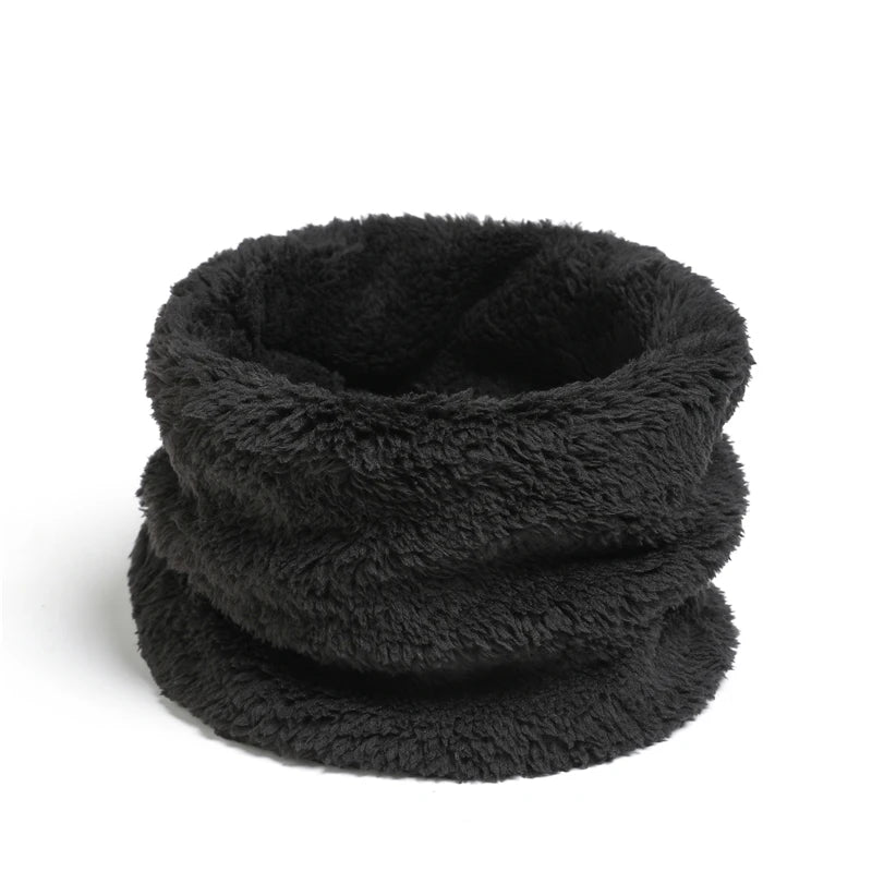 Bufanda de cachemira de color cálido con forma de anillo para invierno, de felpa sólida, gruesa, para deportes al aire libre, para hombres, mujeres y niños, con máscara facial completa y silenciador. 