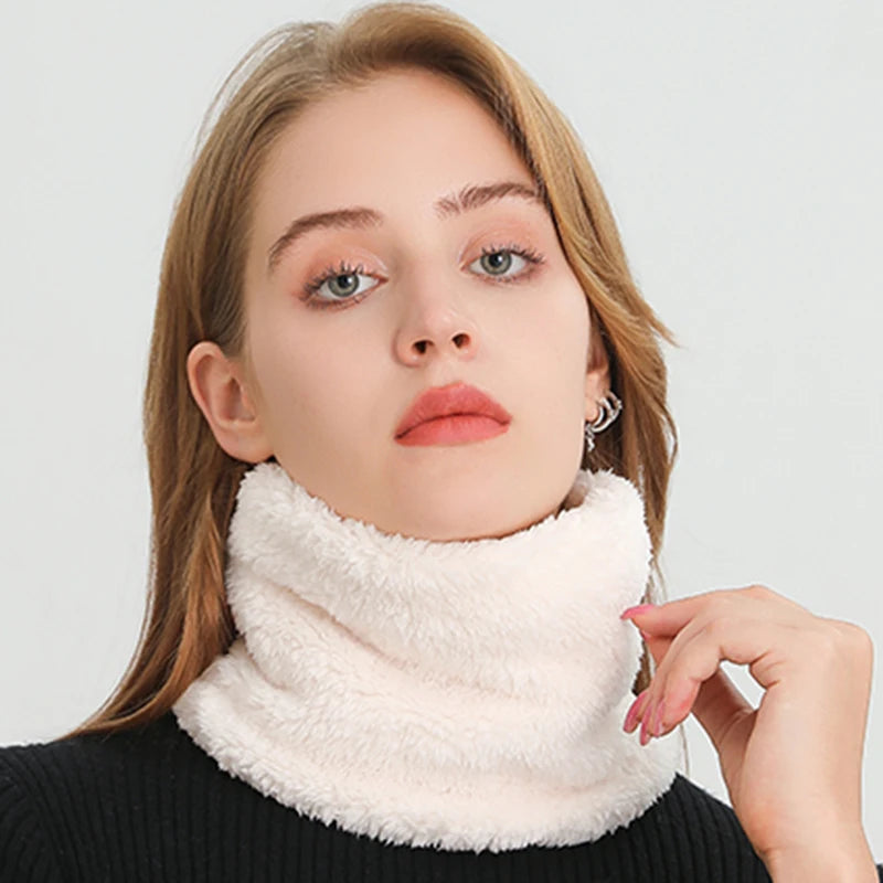 Bufanda de cachemira de color cálido con forma de anillo para invierno, de felpa sólida, gruesa, para deportes al aire libre, para hombres, mujeres y niños, con máscara facial completa y silenciador. 