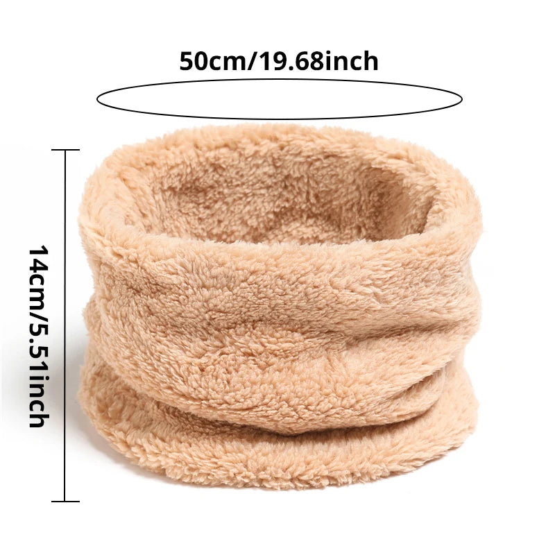 Bufanda de cachemira de color cálido con forma de anillo para invierno, de felpa sólida, gruesa, para deportes al aire libre, para hombres, mujeres y niños, con máscara facial completa y silenciador. 