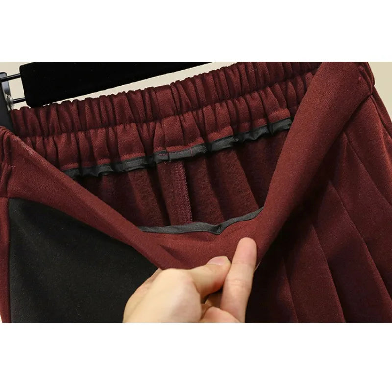Casual cintura alta solta assimétrica longa a linha saia plissada moda coreana streetwear básico outono inverno roupas tamanhos grandes