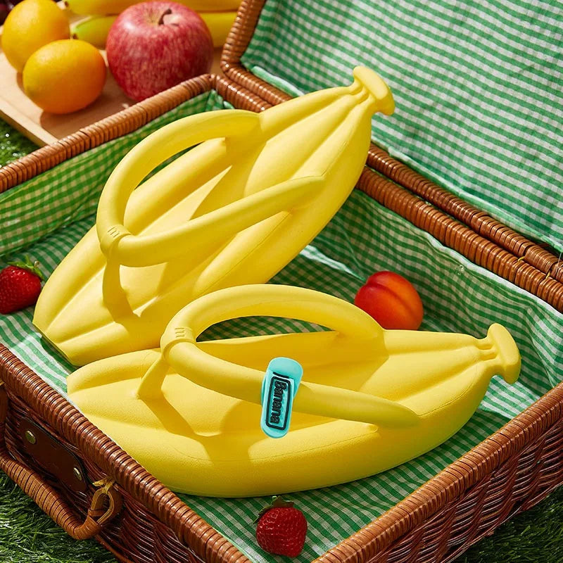 Thick Sole Slippers for Men and Women, Novelty Slippers, Non-slip Sandals, Bathroom Couple Shoes, Banana Design, Summer 