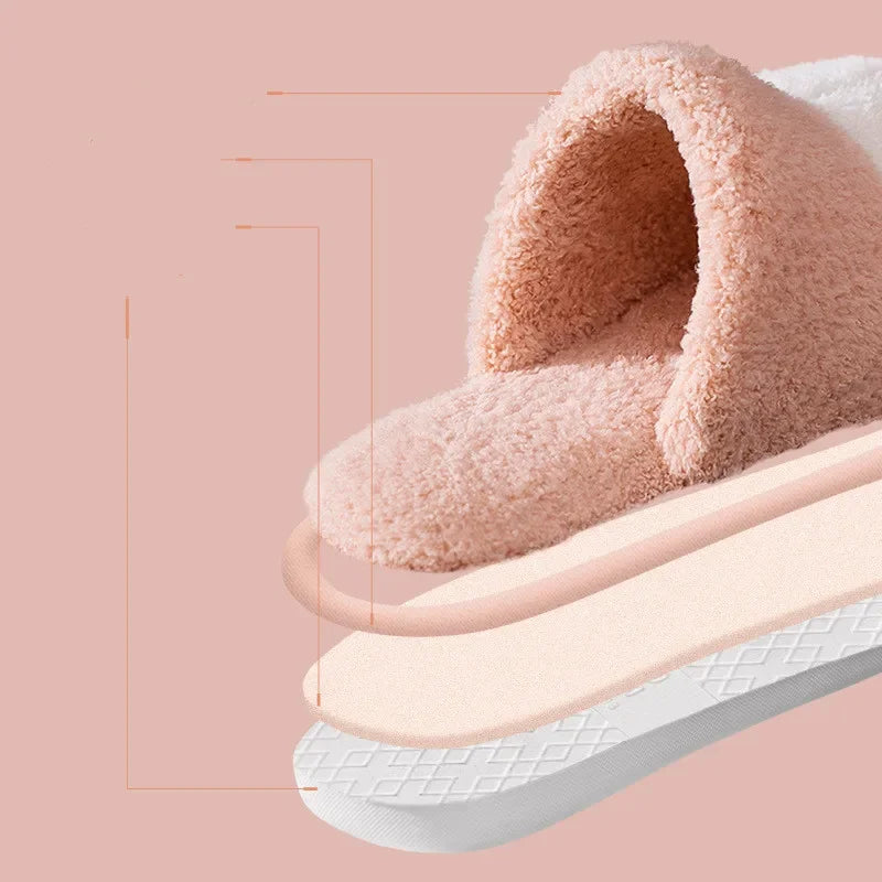 2023 New Cute Cat Claw Cotton Slippers Couple Thickened Warm Plush Slippers Women Indoor Autumn Winter Home Slippers 