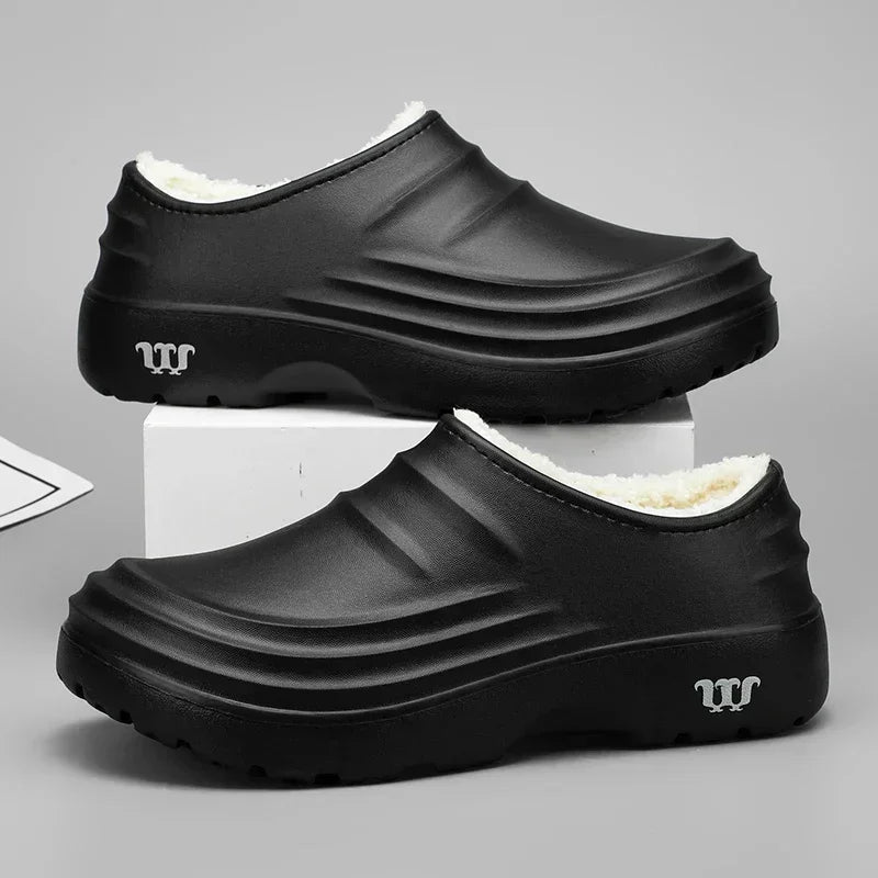 Zapatillas de algodón impermeables para hombre, zapatos de interior, cálidos, para el jardín, de moda concisa, para invierno, 2024 