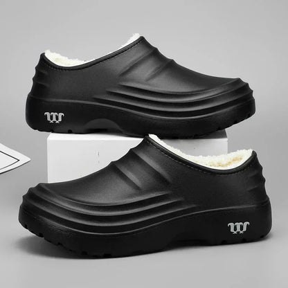 Zapatillas de algodón impermeables para hombre, zapatos de interior, cálidos, para el jardín, de moda concisa, para invierno, 2024 