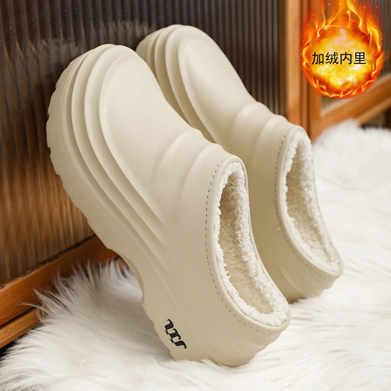 Zapatillas de algodón impermeables para hombre, zapatos de interior, cálidos, para el jardín, de moda concisa, para invierno, 2024 