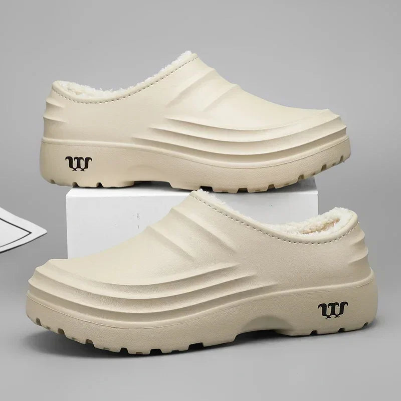 Zapatillas de algodón impermeables para hombre, zapatos de interior, cálidos, para el jardín, de moda concisa, para invierno, 2024 