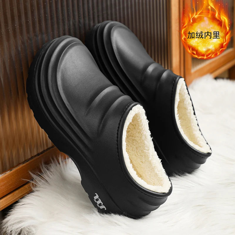 Zapatillas de algodón impermeables para hombre, zapatos de interior, cálidos, para el jardín, de moda concisa, para invierno, 2024 
