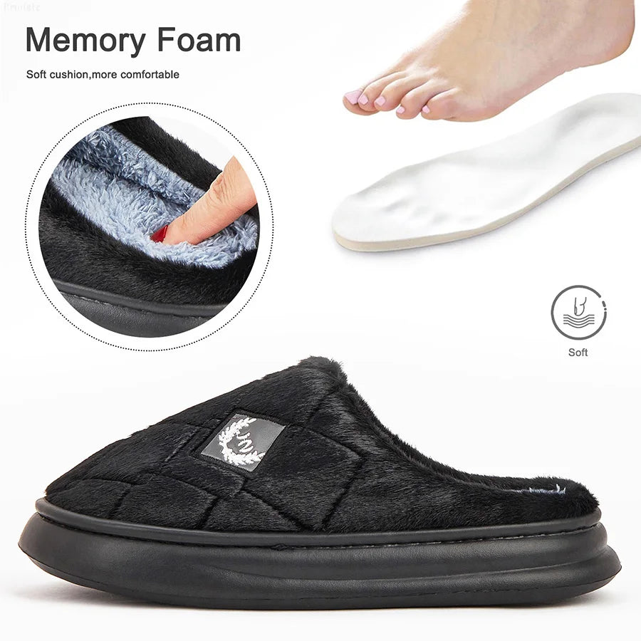 Chinelos de casa masculinos peludos xadrez aconchegante eva memória espuma leve sapatos casuais inverno quente pelúcia antiderrapante chinelos tamanho grande
