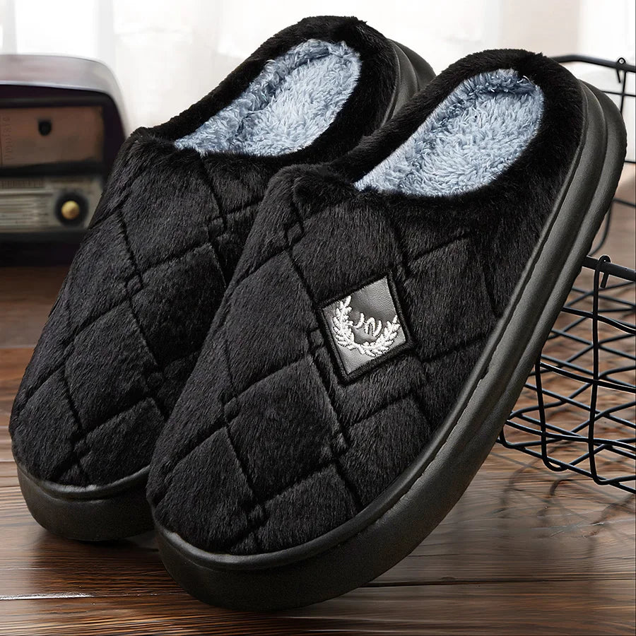 Chinelos de casa masculinos peludos xadrez aconchegante eva memória espuma leve sapatos casuais inverno quente pelúcia antiderrapante chinelos tamanho grande