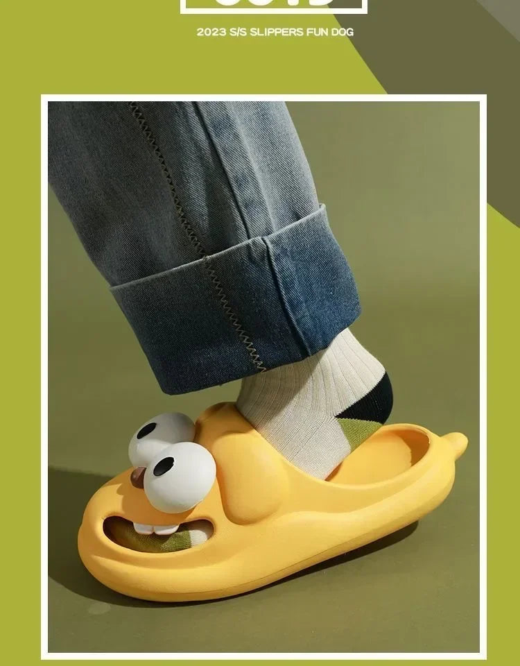 Pantuflas antideslizantes con dibujos animados para mujer, zapatos con agujeros, para exteriores, con punta cerrada, bonitas, para el hogar, para verano e interiores 