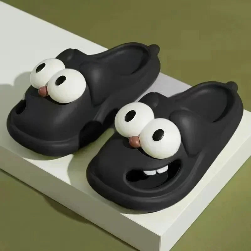 Pantuflas antideslizantes con dibujos animados para mujer, zapatos con agujeros, para exteriores, con punta cerrada, bonitas, para el hogar, para verano e interiores 