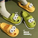 Pantuflas antideslizantes con dibujos animados para mujer, zapatos con agujeros, para exteriores, con punta cerrada, bonitas, para el hogar, para verano e interiores 