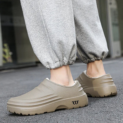 Men's and Women's Waterproof Plush Slippers Non-slip Home Shoes Chef Kitchen Warm Casual Autumn Winter Shoes 