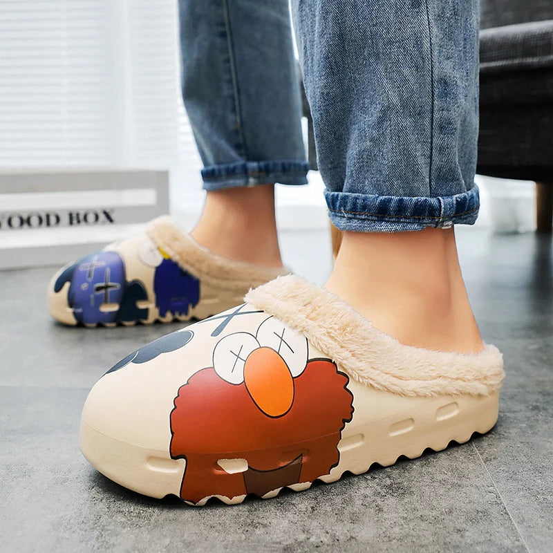 Pantuflas de felpa para hombre, suaves, cálidas y cómodas, de algodón para interiores y el hogar, a la moda para invierno. 