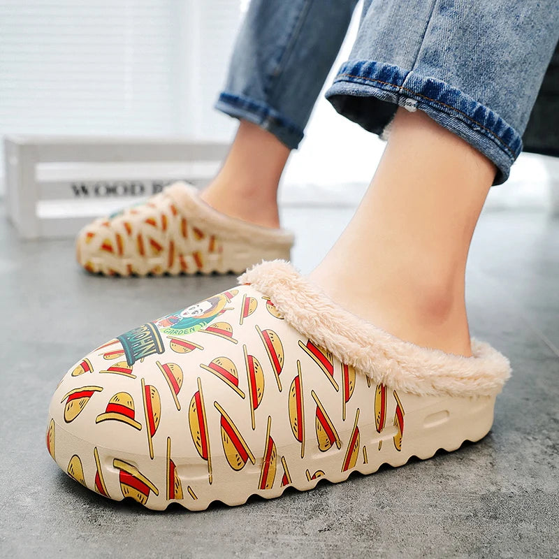 Pantuflas de felpa para hombre, suaves, cálidas y cómodas, de algodón para interiores y el hogar, a la moda para invierno. 