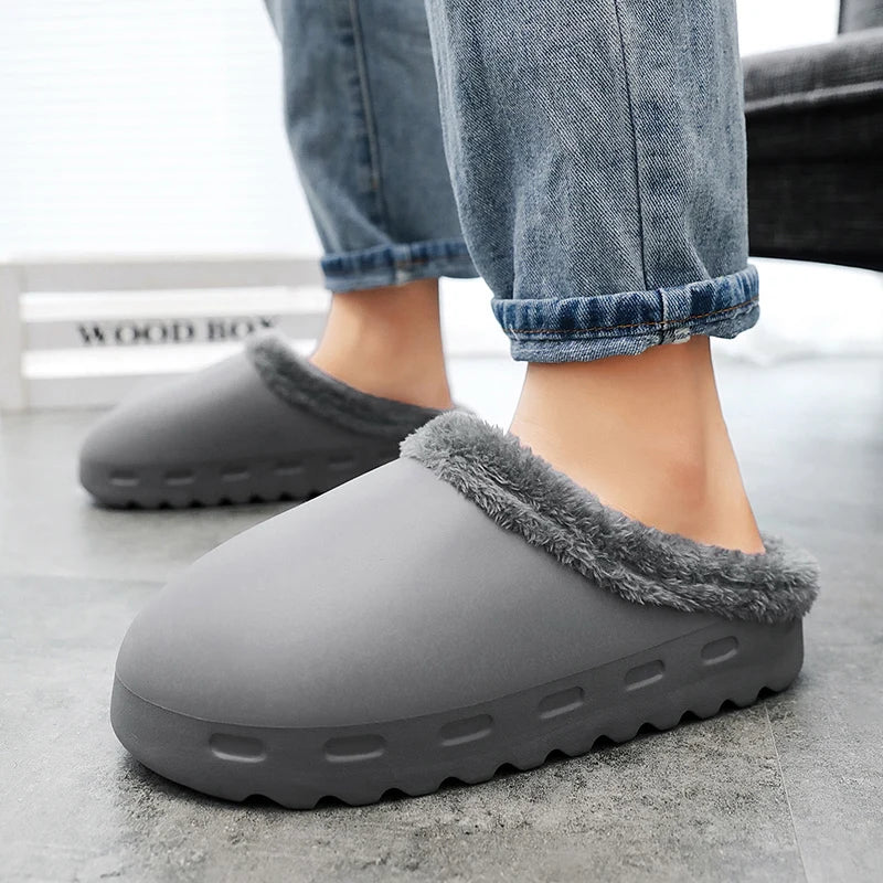 Pantuflas de felpa para hombre, suaves, cálidas y cómodas, de algodón para interiores y el hogar, a la moda para invierno. 