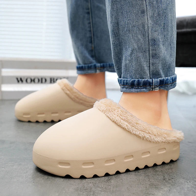 Men's Plush Slippers Soft Warm Comfort Home Indoor Cotton Shoes Fashion Winter 