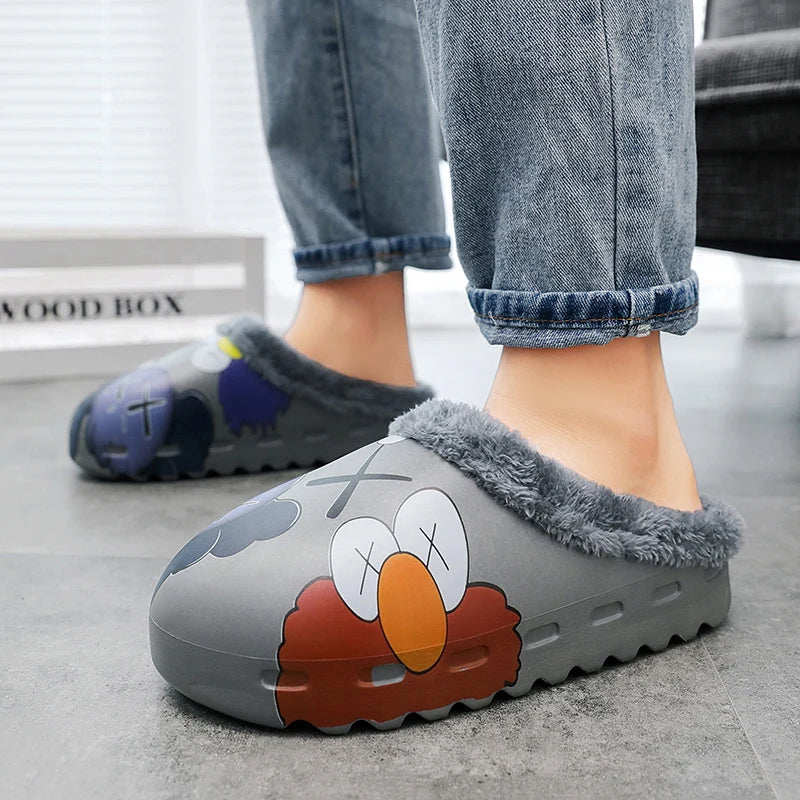Men's Plush Slippers Soft Warm Comfort Home Indoor Cotton Shoes Fashion Winter 