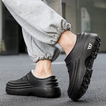 Men Women Waterproof Plush Slippers Non-slip Home Shoes Chef Kitchen Warm Casual Autumn Winter Slippers 