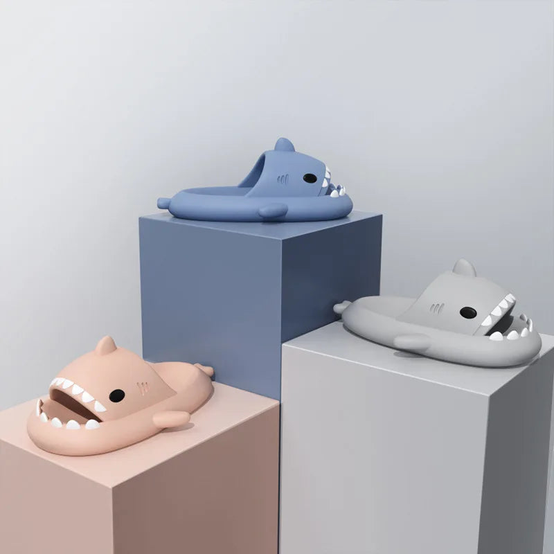 Sandalias de tiburón para hombre y mujer, antideslizantes de EVA, chanclas gruesas, impermeables, para parejas, para interiores y exteriores, para niños, verano 