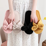 Pantuflas de terciopelo con lazo para mujer, suaves e informales, para otoño e invierno, con diseño de espiga, antideslizantes y ligeras de EVA. 