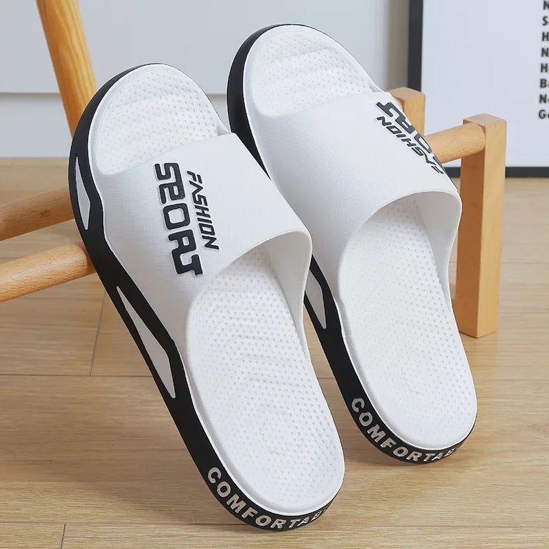 Chinelos de verão para homens e mulheres, sandálias antiderrapantes para banheiro, interior e casa, sapatos de casal na moda