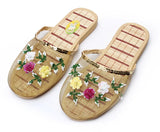 Pantuflas chinas de punto con flores para mujer, sin cordones, chanclas, sandalias y mules. 
