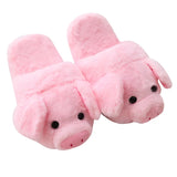 Chinelos interiores quentes para mulheres, sapatos de porco rosa, peludo curto, chinelo de piso em casa, macio, moda feminina, bonito, inverno, SH467