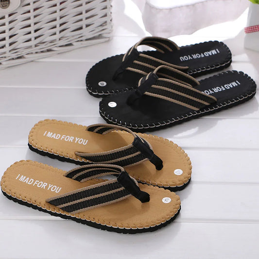Slippers for Men Summer Non-slip Breathable Home Outdoor Comfortable Slippers Daily Casual Regular Strap Canvas Flip-flops 