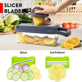 Picadora de verduras multifuncional con mango, rallador, rebanadora de verduras, cortadora de cubos, cortadora de utensilios de cocina, 14 en 1, 16 en 1 