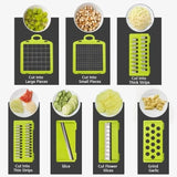 Picadora de verduras multifuncional con mango, rallador, rebanadora de verduras, cortadora de cubos, cortadora de utensilios de cocina, 14 en 1, 16 en 1 