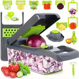 Picadora de verduras multifuncional con mango, rallador, rebanadora de verduras, cortadora de cubos, cortadora de utensilios de cocina, 14 en 1, 16 en 1 