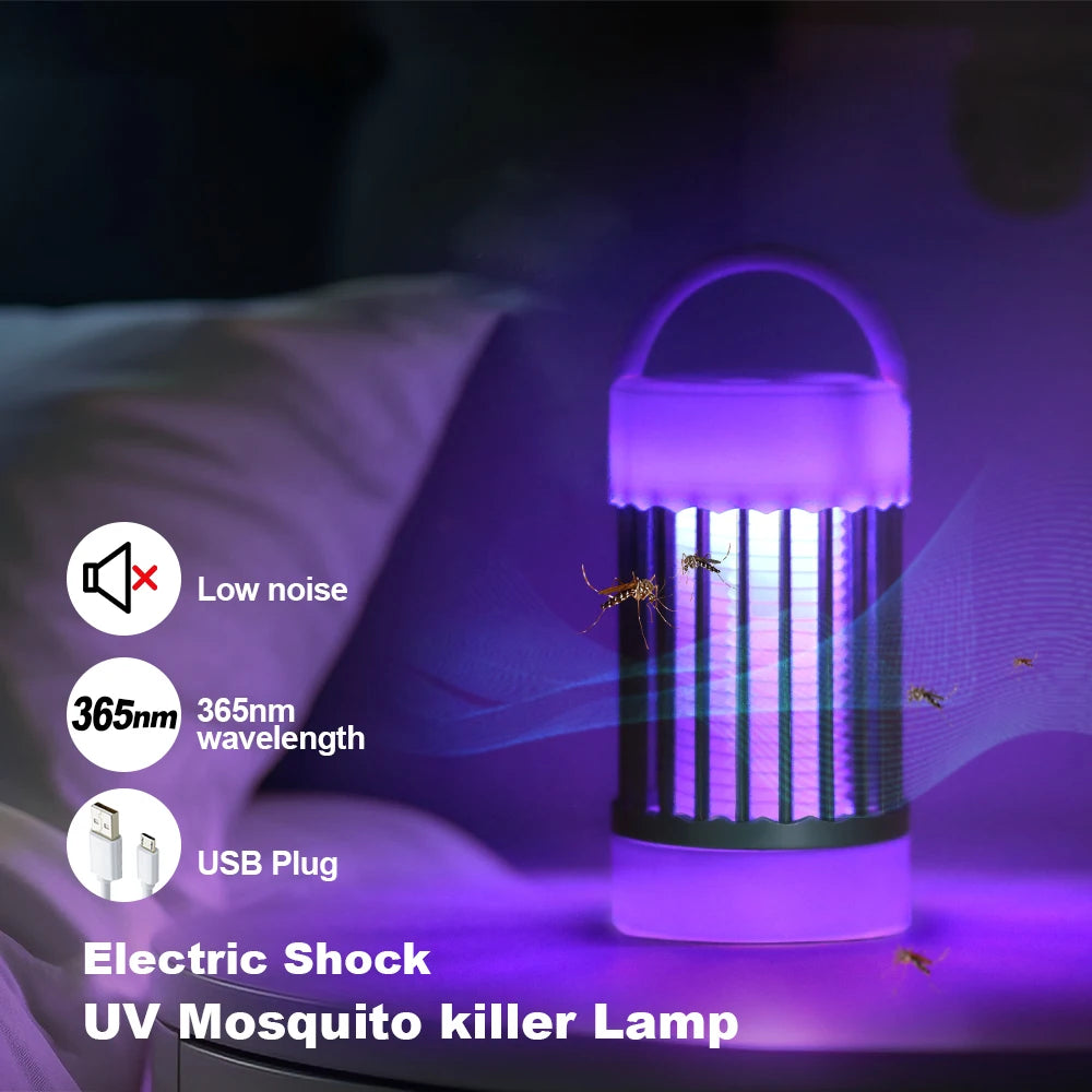 Electric Shock Mosquito Killer Lamp, UV Light, USB Anti Mosquito Trap for Bedroom, Outdoor Camping Use, Kills Moths, Wasps 
