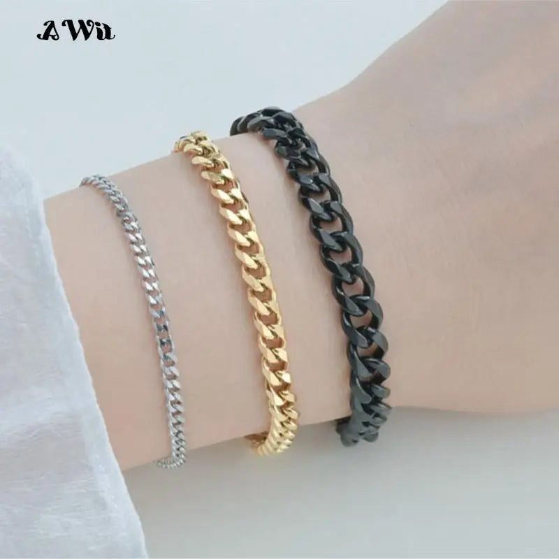 Chunky Miami Curb Chain Bracelet for Men Stainless Steel Cuban Link Silver Color Classic Punk Jewelry 3-11mm 
